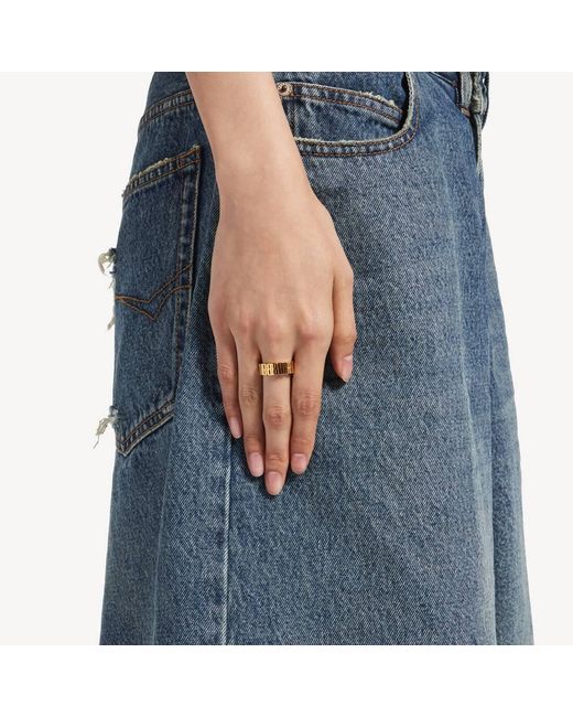 Balenciaga Metallic Logo Band Ring