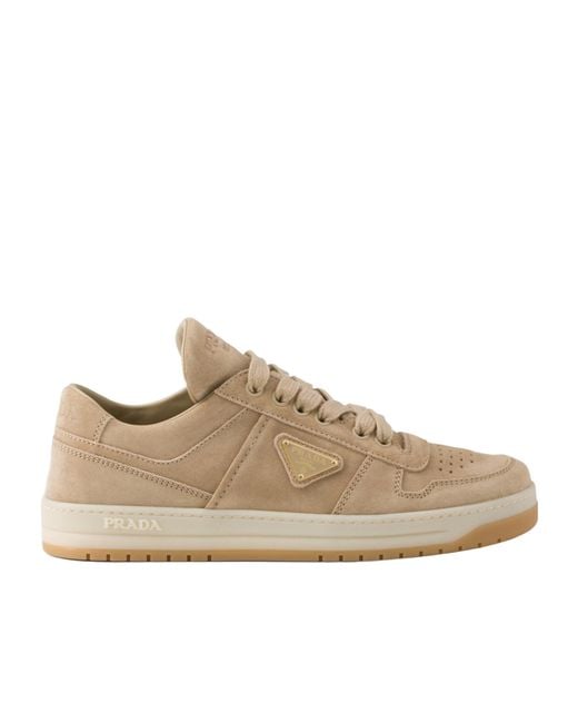 Prada Natural Downtown Lace-Up Sneakers