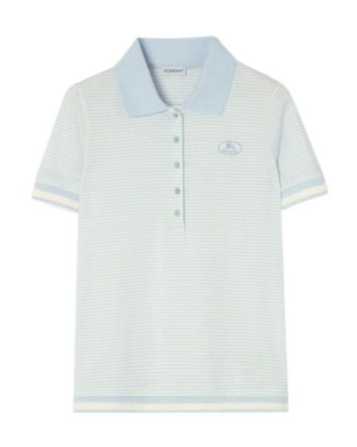 Burberry Blue Striped Cotton Polo Shirt