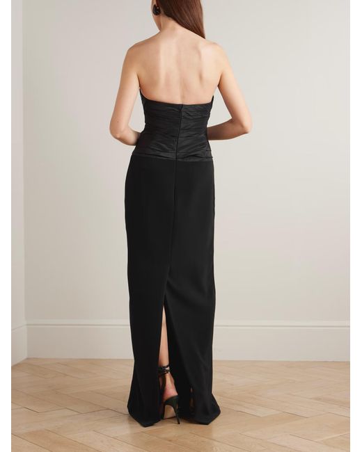 Carolina Herrera Black Strapless Draped Satin Crepe Dress