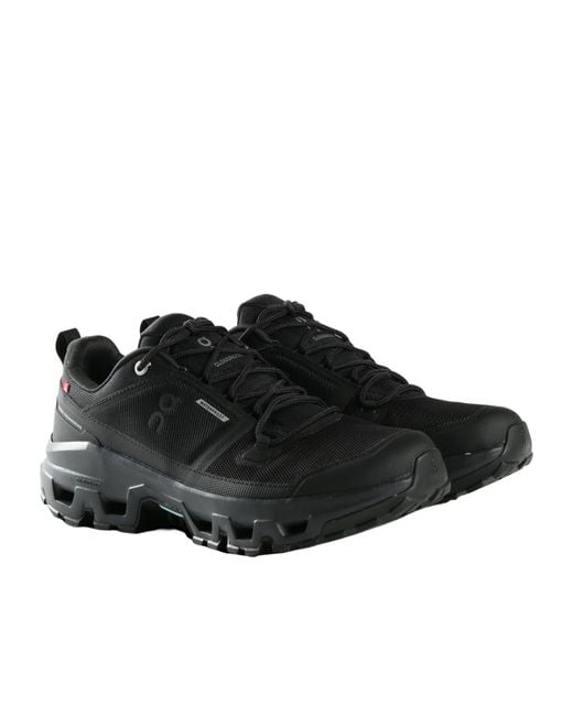 On Shoes Black Running Cloudrock Low Waterproof Sneakers for men