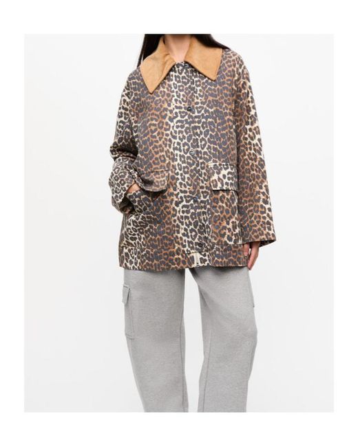 Ganni Brown Leopard Printed Jacket