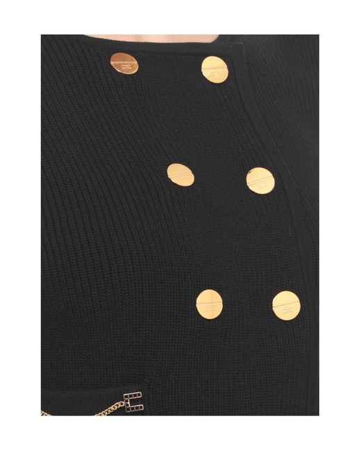 Elisabetta Franchi Black Double-Breasted Cardigan