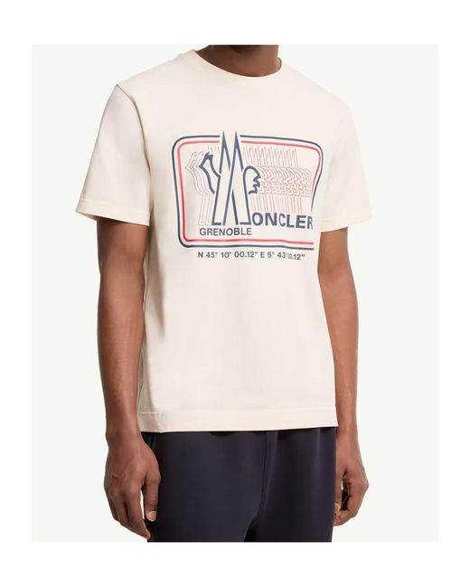 Moncler Natural Grenoble Logo Printed Crewneck T-Shirt for men