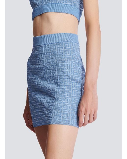 Balmain Blue Knit Short Skirt