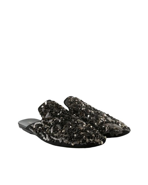 Dries Van Noten Black Sequined Mules for men