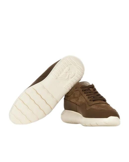 Hogan Brown Interactive 3 Lace-Up Sneakers for men