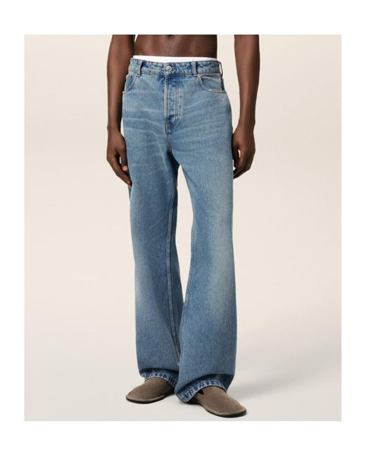 AMI Blue Ami Large Fit Jeans for men
