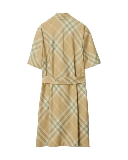 Burberry White Vintage-Check Short-Sleeved Shirt Dress