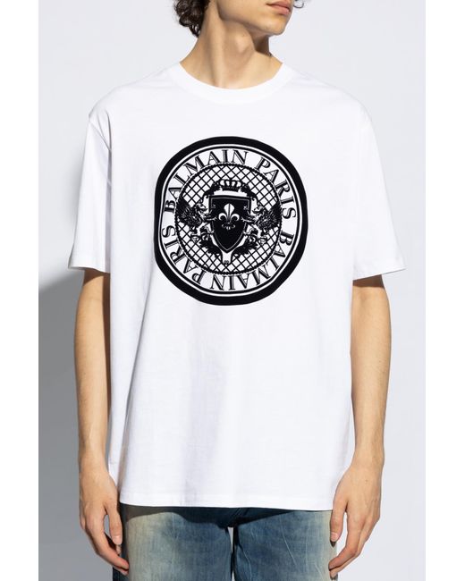 Balmain White Coin T-Shirt for men