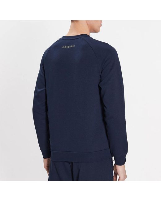EA7 Blue Logo Printed Round Neck Sweater for men