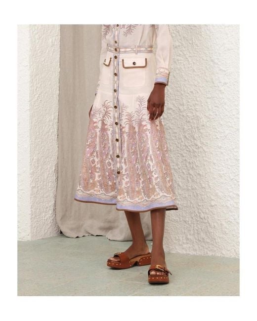 Zimmermann Pink Alchemy A-Line Skirt