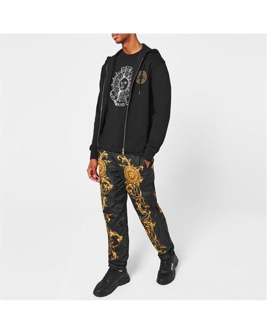 Versace Jeans Black Zippered Hooded Sweatshirt for men