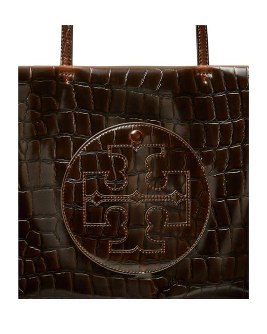 Tory Burch Black Croc-Embossed Logo-Detail Tote Bag