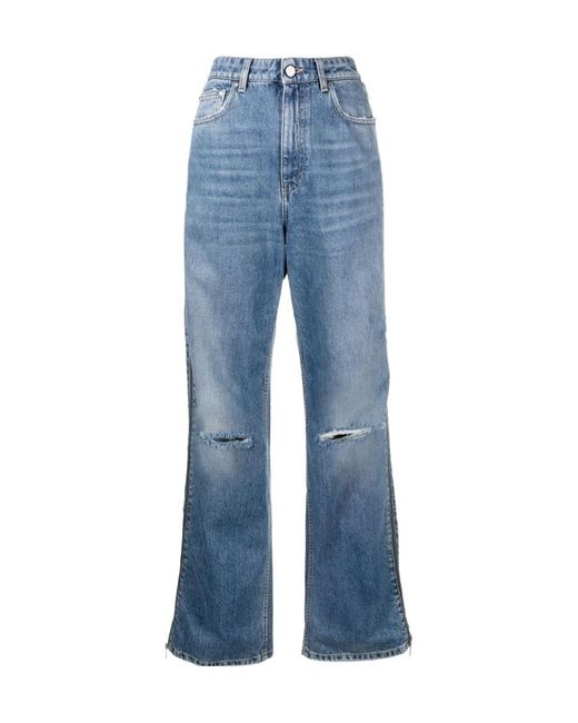 Stella McCartney Blue Logo Patch Straight Leg Jeans