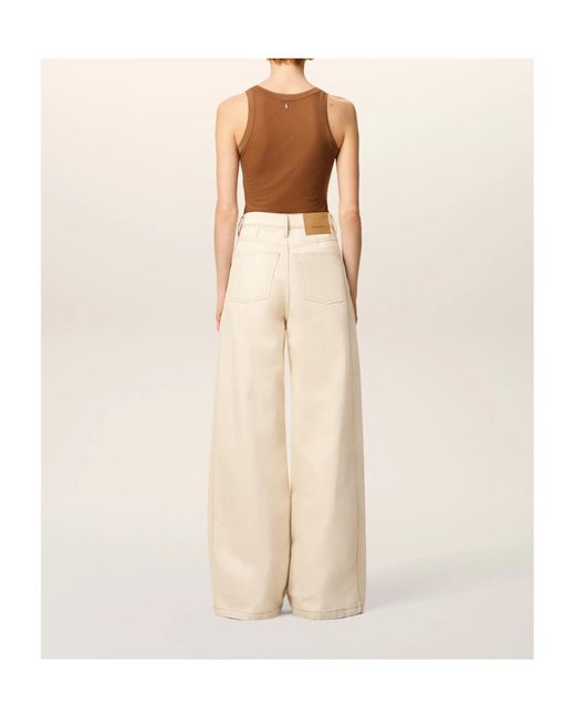 AMI Natural Ami Logo Patch Wide-Leg Jeans