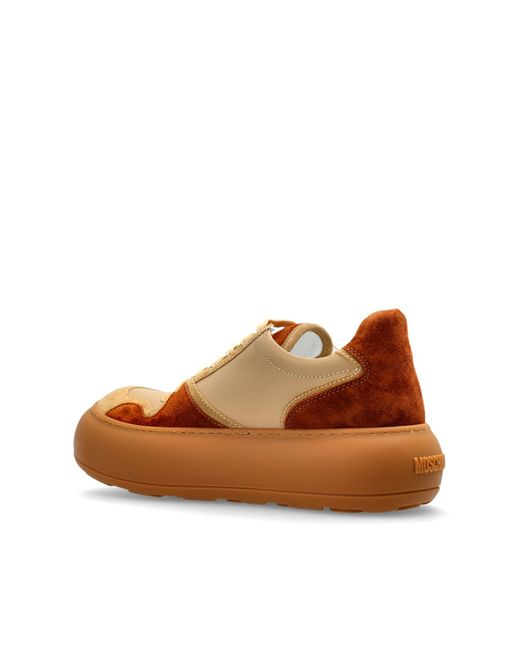 Moschino Brown Leather Sneakers for men