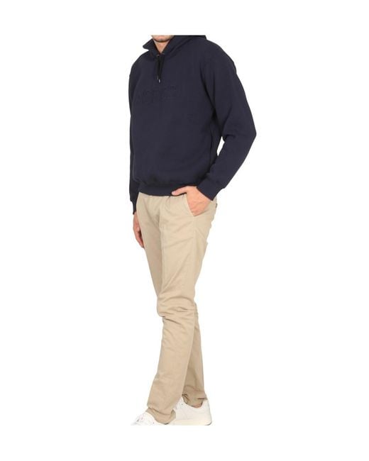 Aspesi Blue Drawstring Long-Sleeved Hoodie for men
