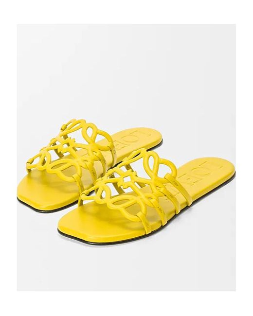 Loewe Yellow X Paula's Ibiza Leather Petal Anagram Slides