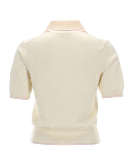 A.P.C. White Short-Sleeved Knitted Polo Top