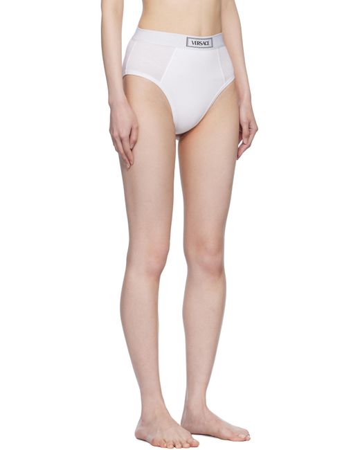 Versace White High-Waist Logo-Waistband Briefs