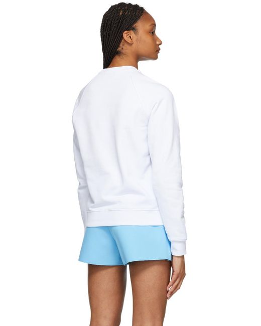 MSGM White Logo Printed Crewneck Sweatshirt