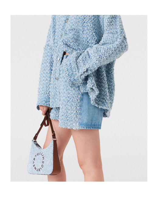 Stella McCartney Blue Mid-Rise Denim Bouclé Shorts