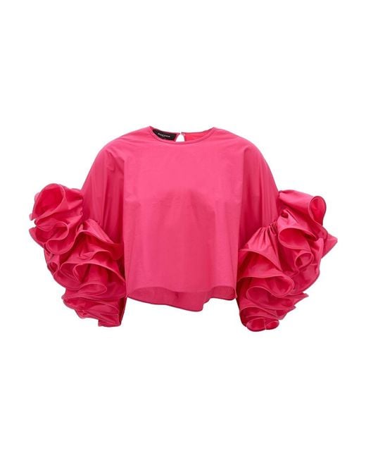 Rochas Red Ruffled Sleeve Top