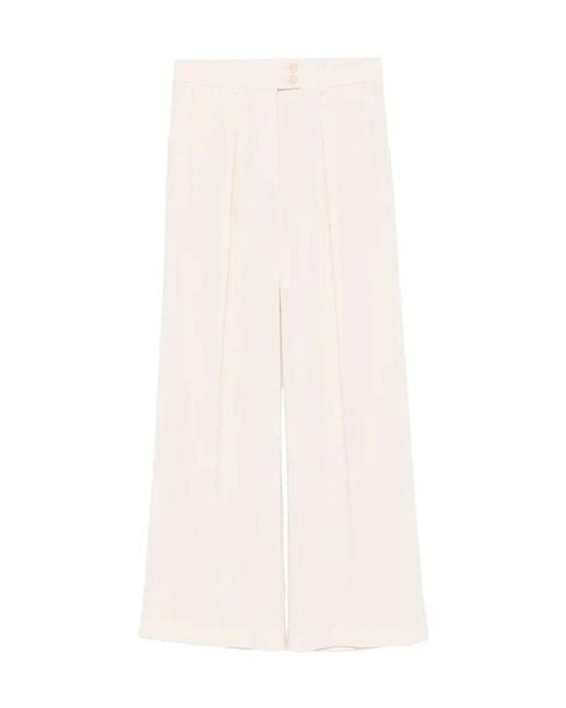 Patrizia Pepe White Button Pleated Trousers