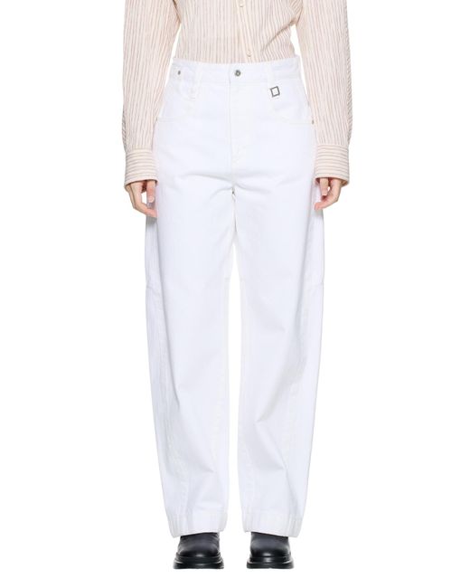 Wooyoungmi White Logo-Patch Panelled Trousers