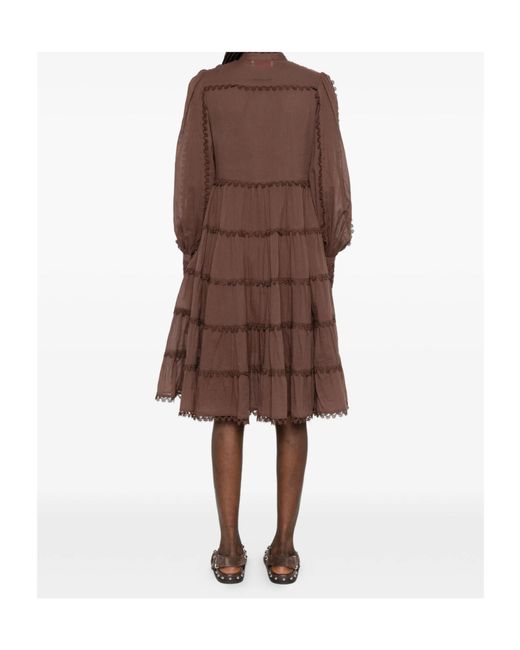 ERMANNO FIRENZE Brown Tiered Midi Dress