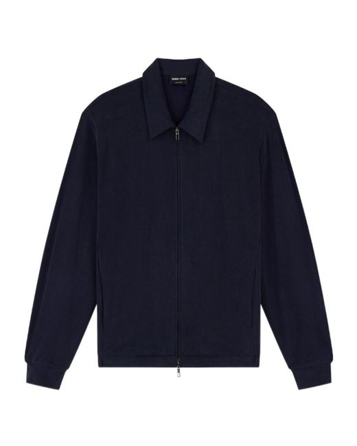 Giorgio Armani Blue Zip-Up Collar Jacket for men