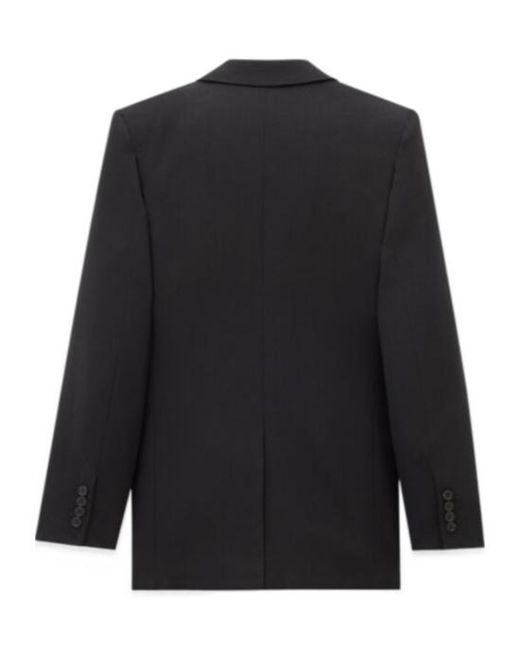 Saint Laurent Black Double-Breasted Long-Sleeved Jacket for men