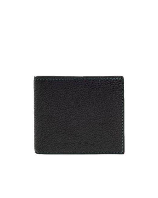 Marni Black Contrast Stitching Bifold Wallet for men
