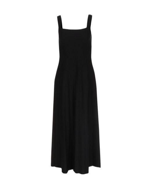 Staud Black Ellison Pleated Sleeveless Midi Dress