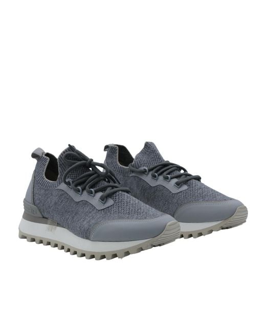 Eleventy Blue Textured Lace-Up Low-Tops for men