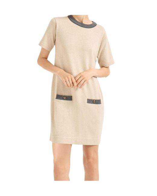 Brunello Cucinelli Natural Pocket Trim Mini Dress