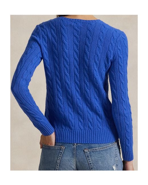 Polo Ralph Lauren Blue Logo Embroidered Cable-Knitted Jumper
