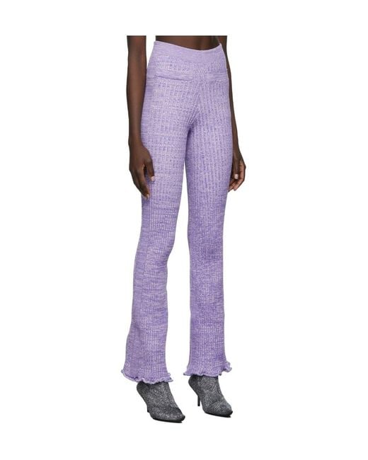 Rabanne Purple Logo High-Rise Knitted Pants