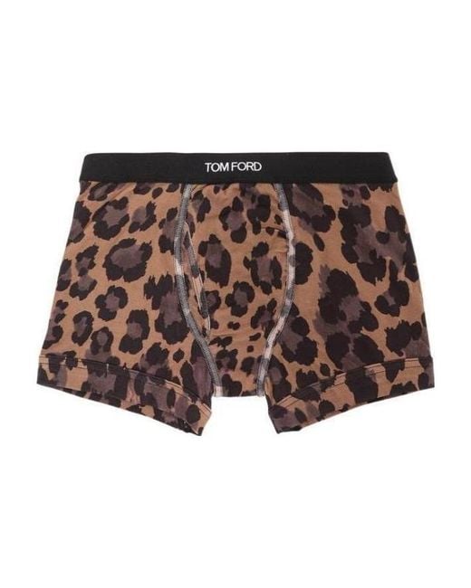 Tom Ford Brown Leopard Print Boxer Shorts for men