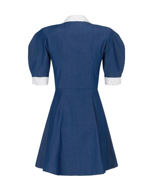 Alessandra Rich Blue Pleated Mini Dress