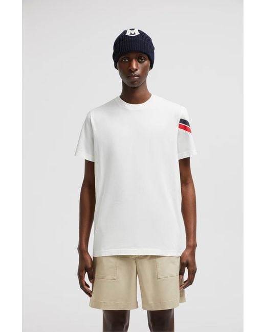 Moncler White Logo Patch Crewneck T-Shirt for men