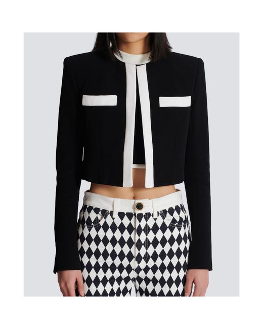 Balmain Black Cropped Spencer Jacket
