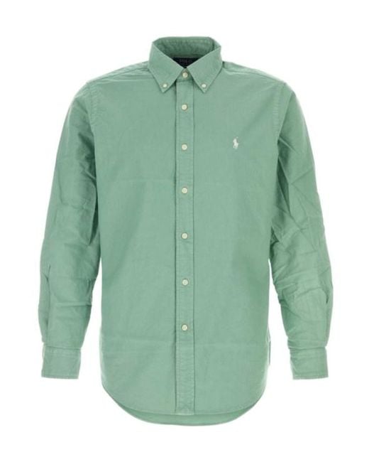 Polo Ralph Lauren Green Logo Embroidered Curved Hem Shirt for men