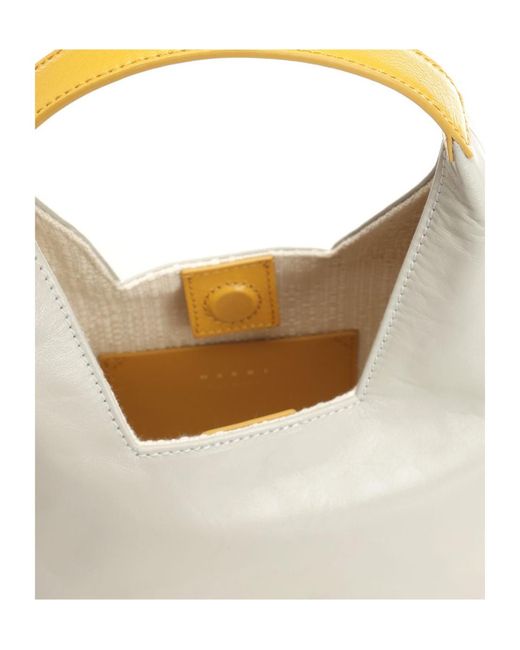 Marni White Logo Lettering Mini Shoulder Bag