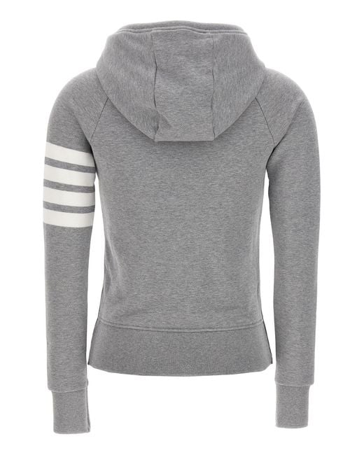 Thom Browne Gray 4-Bar Zip-Up Hoodie