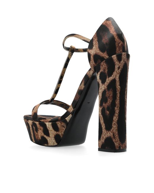 Dolce & Gabbana Black Leopard-Printed Heeled Sandals