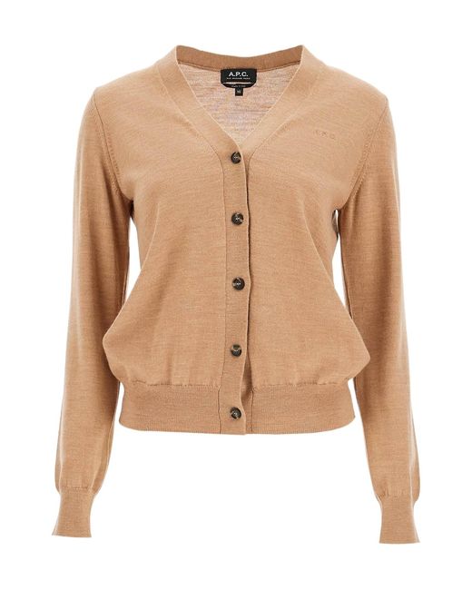 A.P.C. Natural Salome Logo Embroidered Cardigan