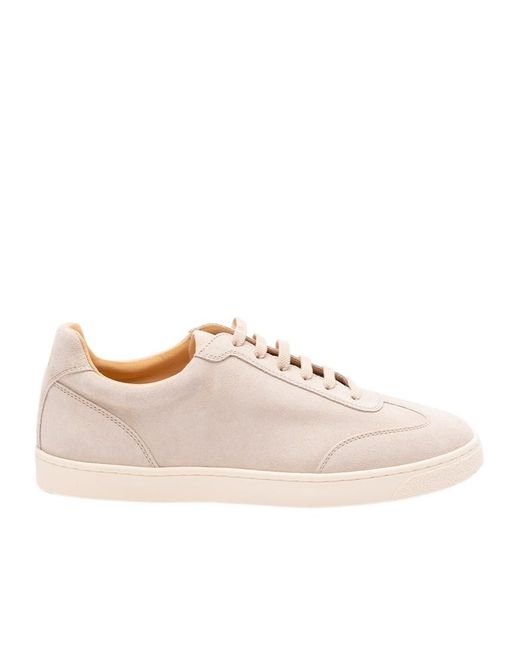 Brunello Cucinelli Pink Round Toe Lace-Up Sneakers for men