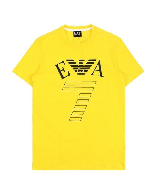 EA7 Yellow Round-Necked Logo T-Shirt for men